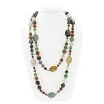 Самоцветы разноразмерные круглые с плоскими овалами 18х25мм, бусы "Стихия", длина бус 132см