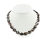 Бусы перламутр коричневый "Листики", короткие 47см