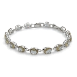 Султанит, браслет "Мадлен", покрытие родий, длина 17см