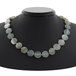 Агат бел зел плос круг 16мм бусы крт 50см