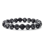 Обсидиан снежный 10мм, браслет "Классика" 18см