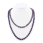 Бусы аметист, круглые 8мм, длинные 114см