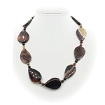 Бусы агат коричневый, плоская капля 22х32мм, средние 54см