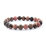 Родонит темно-розовый 8мм, браслет "Классика" длиной 17см