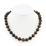 Бусы соколиный, тигровый, бычий глаз, круглые 12мм, короткие 54см