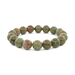 Унакит зелено-розовый 10мм, браслет "Классика" длина 17см