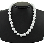 Агат белый (кальцит), круглые граненые 14мм, бусы 48см