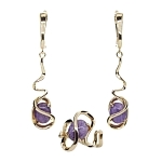 Комплект "Чара-24", чароит, покрытие под золото, размеры кольца: 17