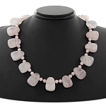 Розовый кварц лепестки через шарик "Лея" бусы 53см