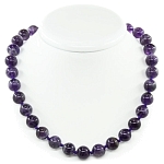 Бусы аметист темный (Бразилия), круглые 14мм, короткие 51см