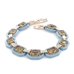 Браслет "Октагон" из голубой керамики с Султанитом, покрытие под золото, длина 18см