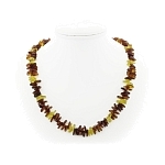 Янтарь светлый и темный, разноразмерая галька, "Елочка" бусы длиной 57см