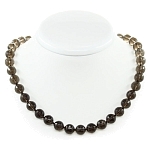 Бусы раухтопаз иск., круглые граненые 10мм, короткие 47см