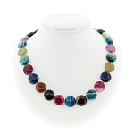 Агат самоцветы, плоские круглые 16мм, длина бус 46см