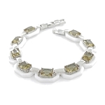 Браслет "Октагон" из белой керамики с Султанитом, покрытие родий, длина 18см