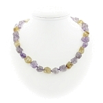 Цитрин и Аметист бусы крупная галька разноразмерная 11-16мм 46см