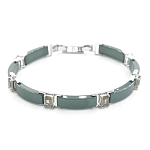 Браслет "Лилу" из зеленой керамики с Султанитом покрытие светлый металл
