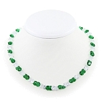 Бусы фианит "хрусталь+изумруд" граненые, длина 40см 