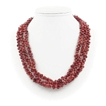 Коралл красный натуральный, косточки 4х8мм, колье 3х-ярусное, 50см