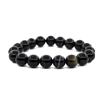  Агат черный полосатый 10мм, браслет "Классика" длина 17см