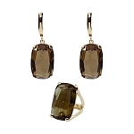 Комплект "Султан-61", султанит, покрытие под золото, размеры кольца:19, 20