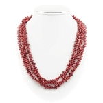Коралл красный натуральный, палочки 4х8мм, колье 3х-ярусное, 50см