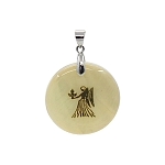 Кулон перламутр белый круглый "Дева"