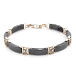 Браслет "Лилу" из черной керамики с Султанитом покрытие под золото