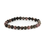 Родонит (Россия) розовый + черный 6мм, браслет "Классика" длина 17см