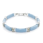 Браслет "Лилу" из голубой керамики с Султанитом покрытие светлый металл, длина 20см