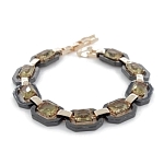Браслет "Октагон" из черной керамики с Султанитом покрытие под золото, длина 18см